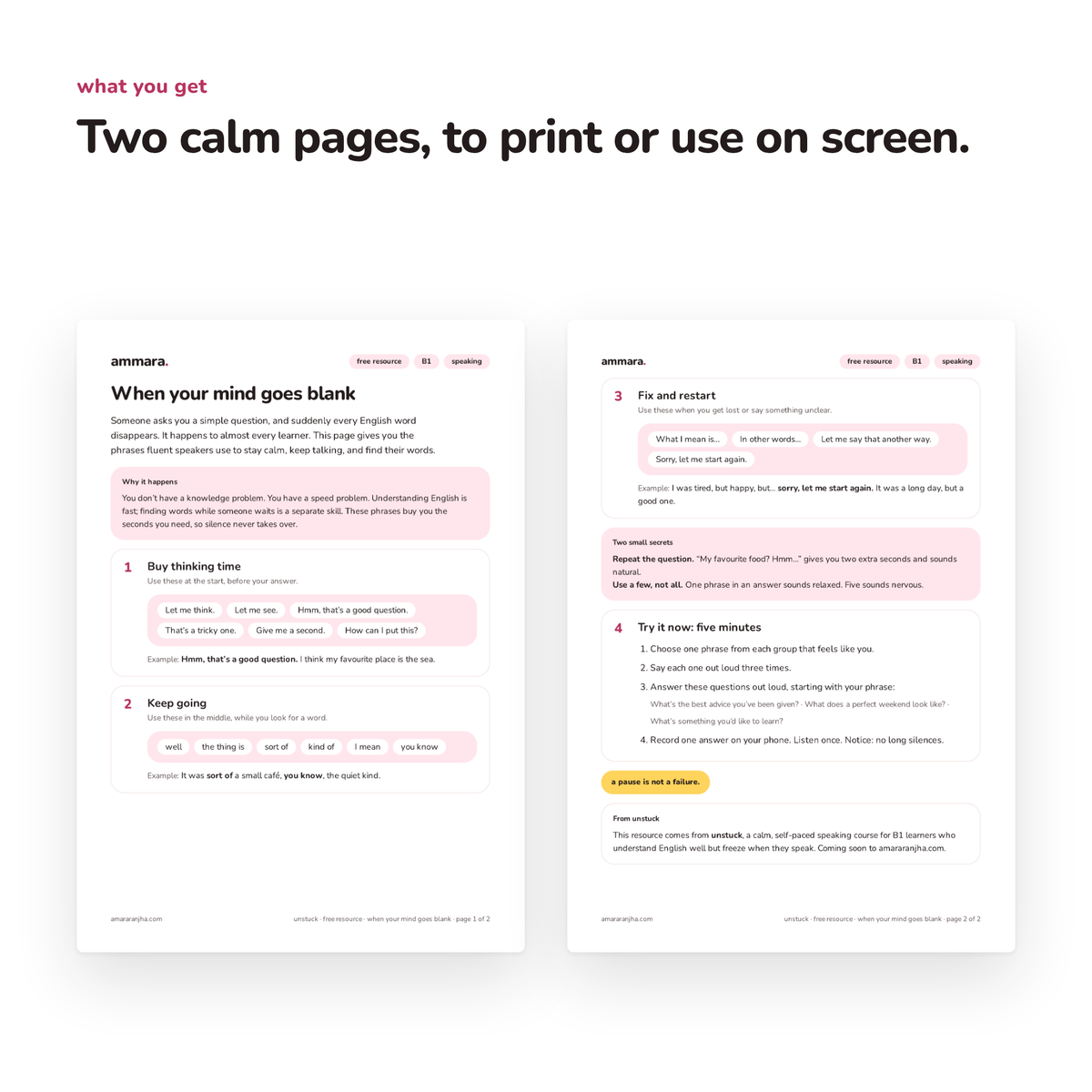 When your mind goes blank: free B1 speaking PDF by Ammara, preview 3 of 4