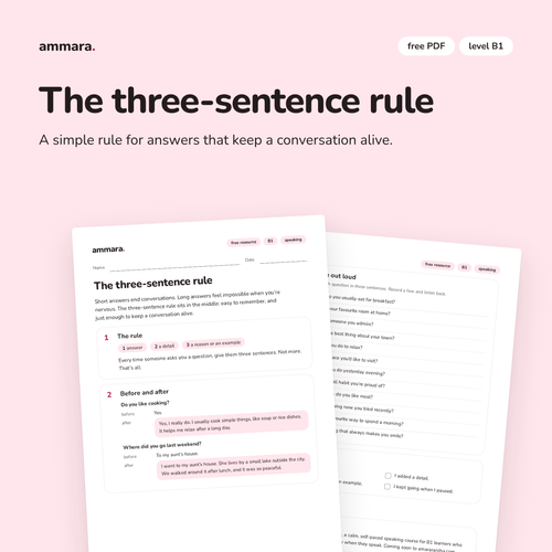 The three-sentence rule: free B1 speaking PDF by Ammara, preview 1 of 4
