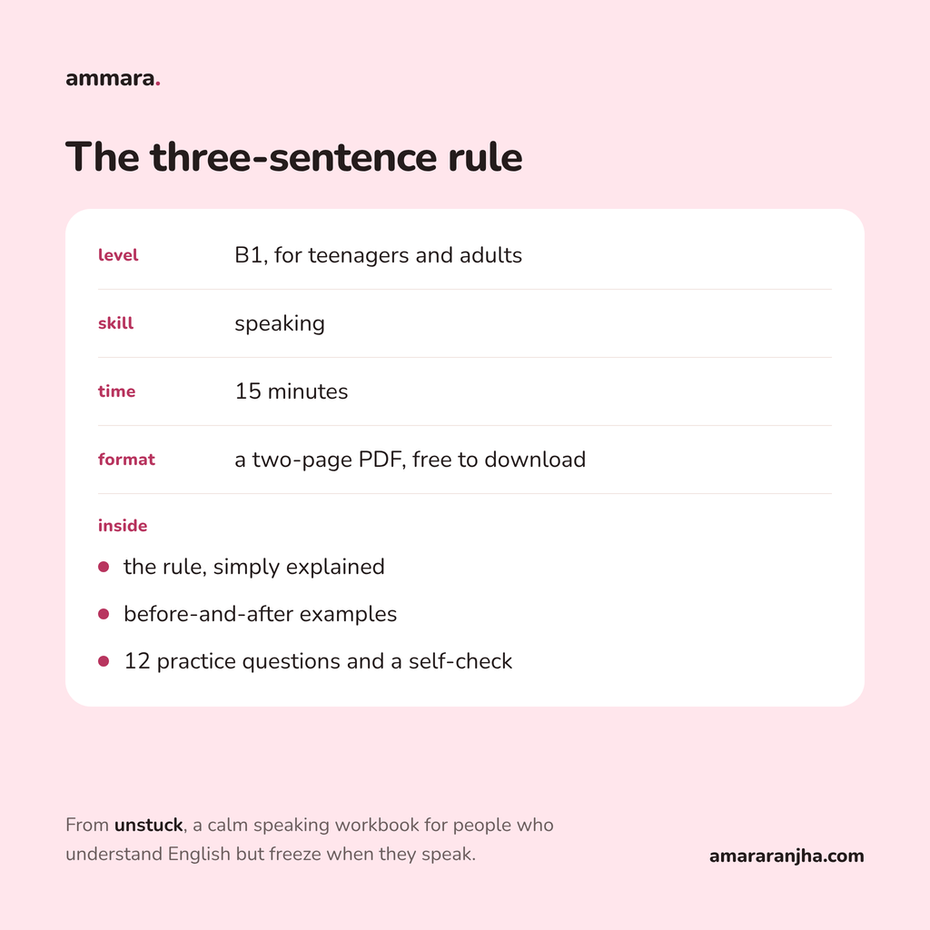 The three-sentence rule: free B1 speaking PDF by Ammara, preview 4 of 4