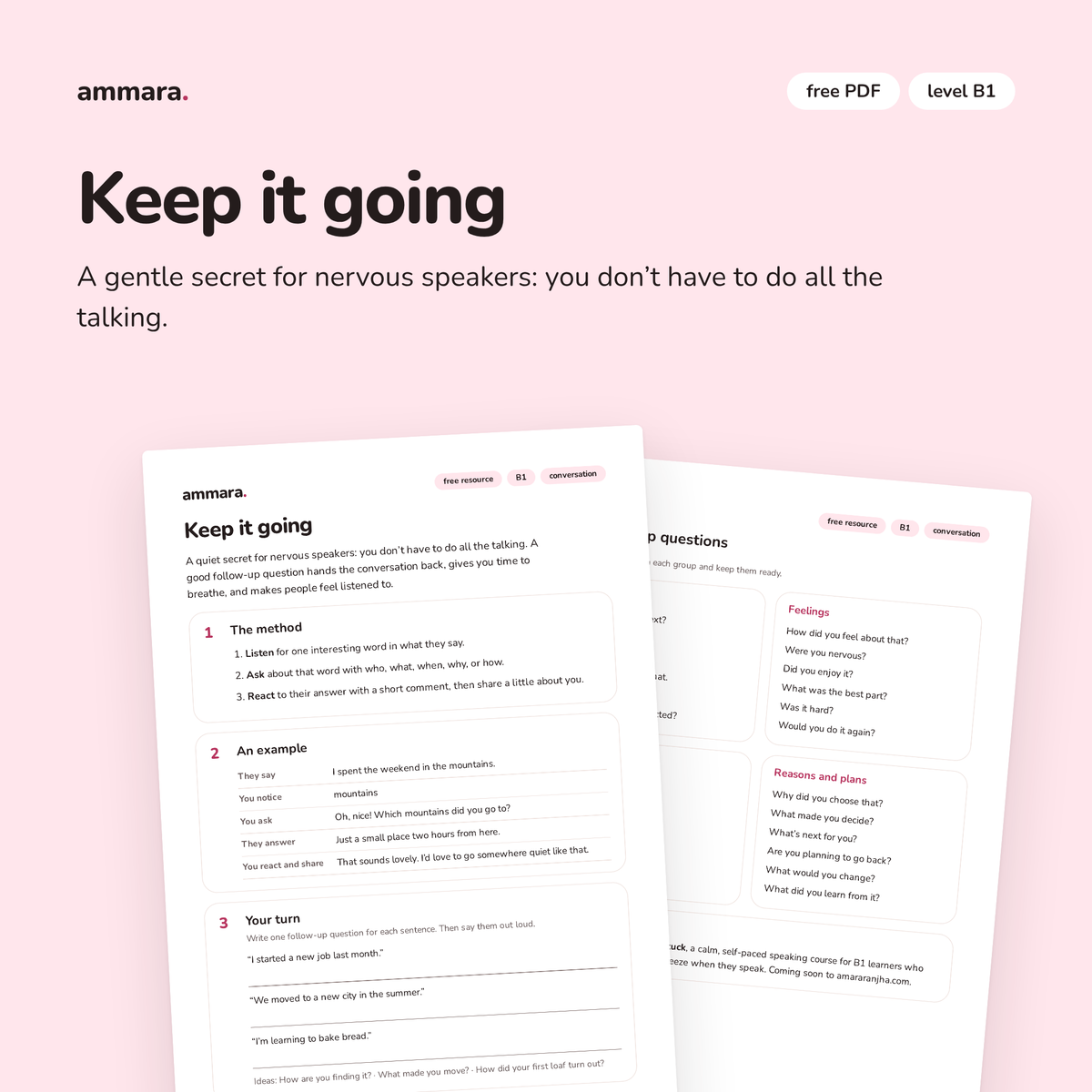 Keep it going: free B1 speaking PDF by Ammara, preview 1 of 4
