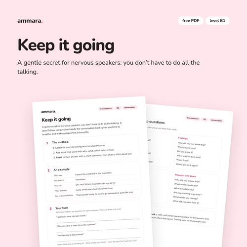 Keep it going: free B1 speaking PDF by Ammara, preview 1 of 4