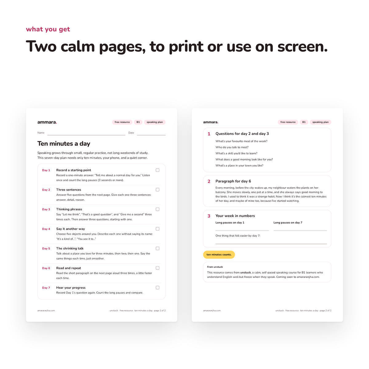 Ten minutes a day: free B1 speaking PDF by Ammara, preview 3 of 4